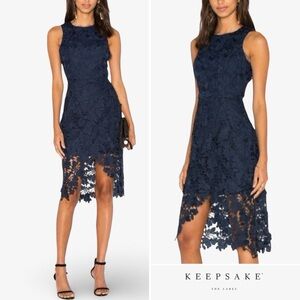 Keepsake The Label Say My Name Lace Dress Navy Blue Medium EUC
